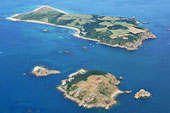 Guernsey : Herm , Crevichon , and Jethou seen from the plane